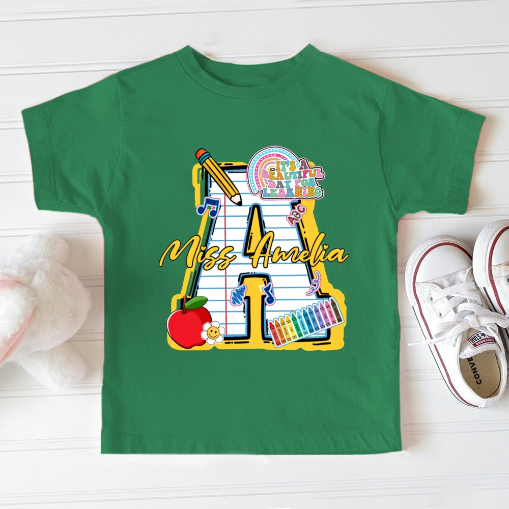 Personalized Name It'S A Beautiful Day To Learn Toddler T-Shirts