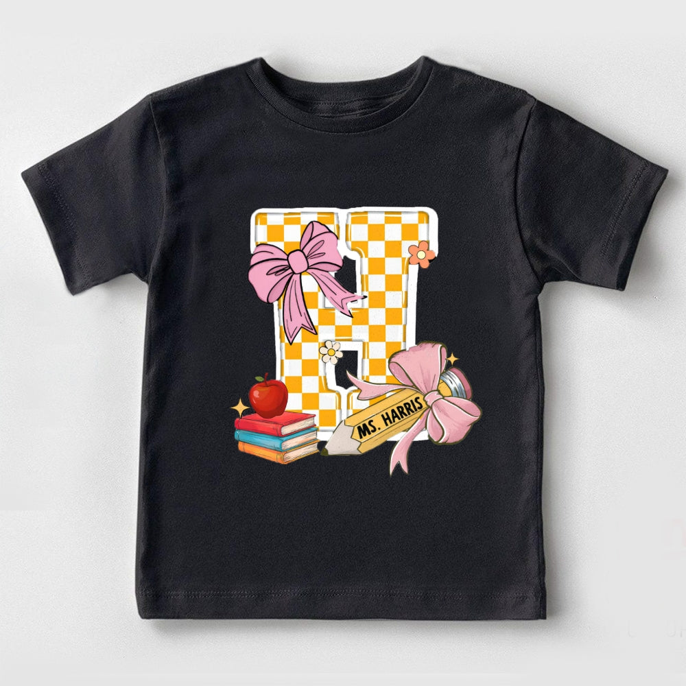 Personalized Name Yellow Checkerboard Toddler T-Shirts