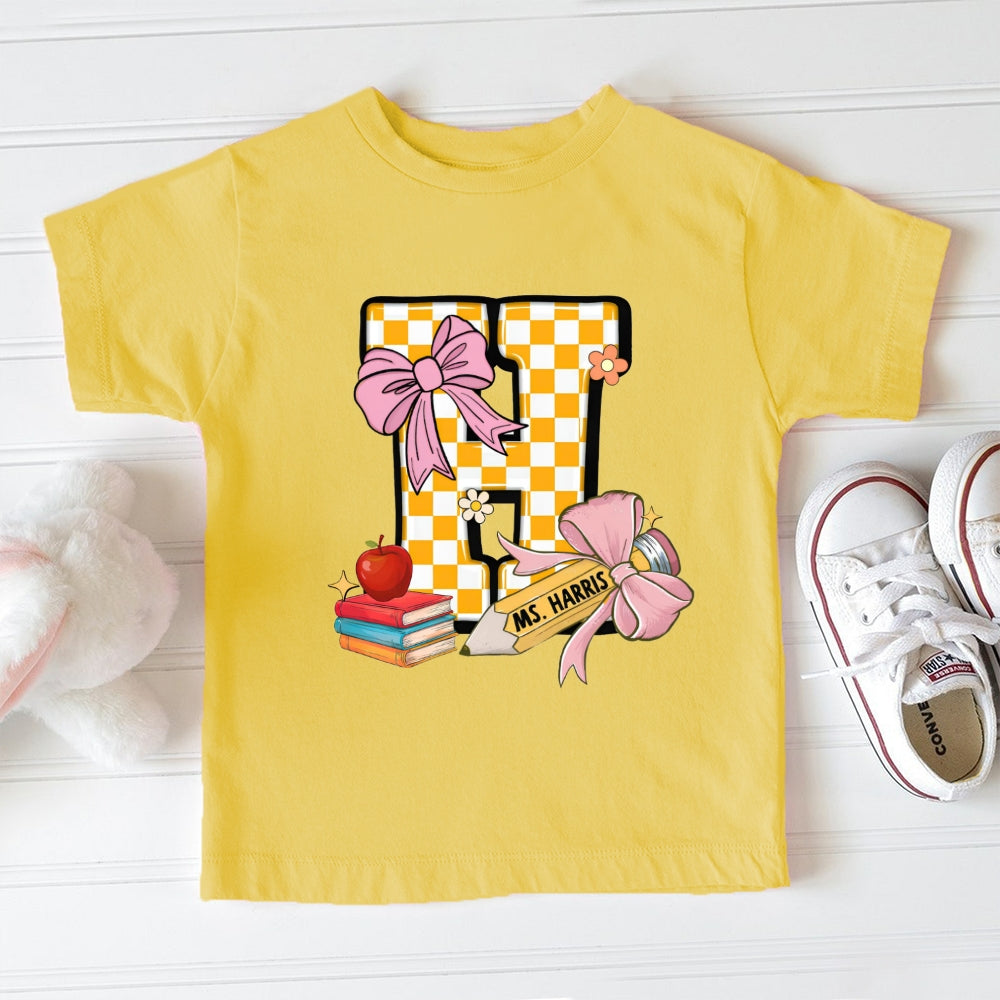 Personalized Name Yellow Checkerboard Toddler T-Shirts