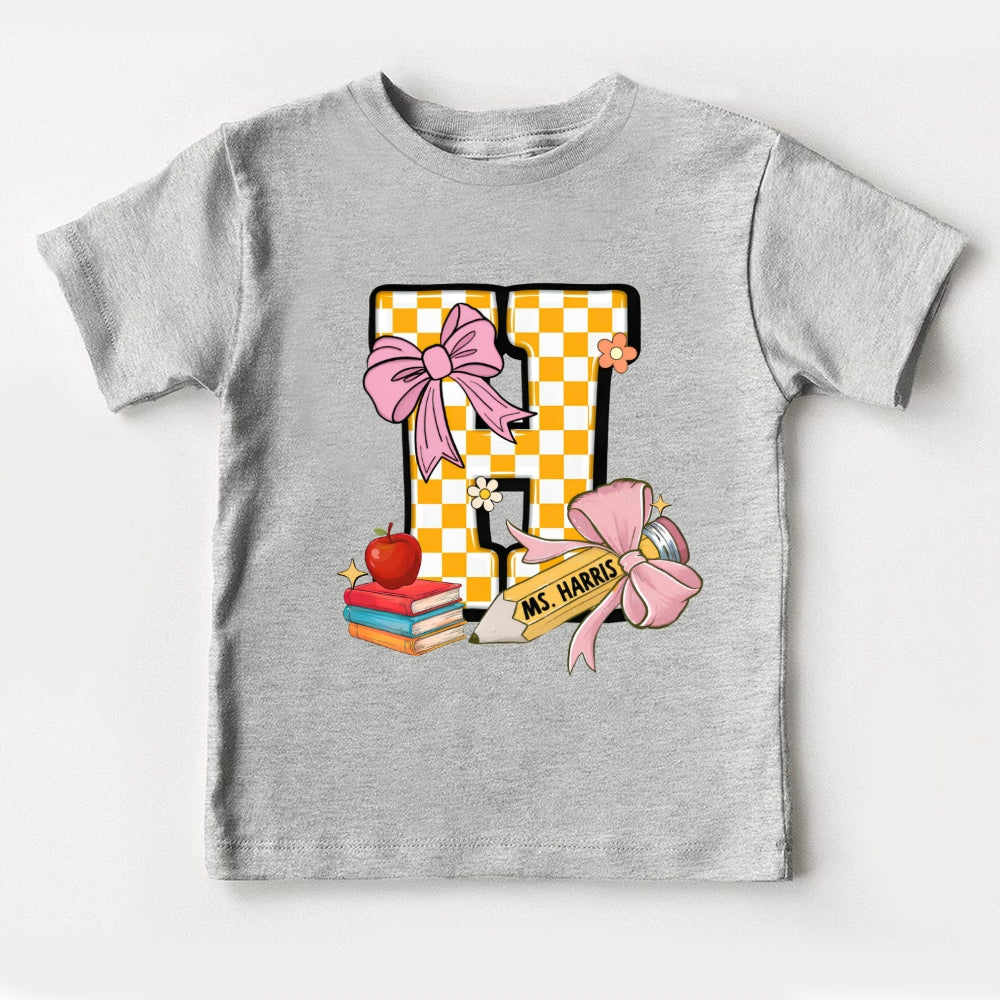 Personalized Name Yellow Checkerboard Toddler T-Shirts