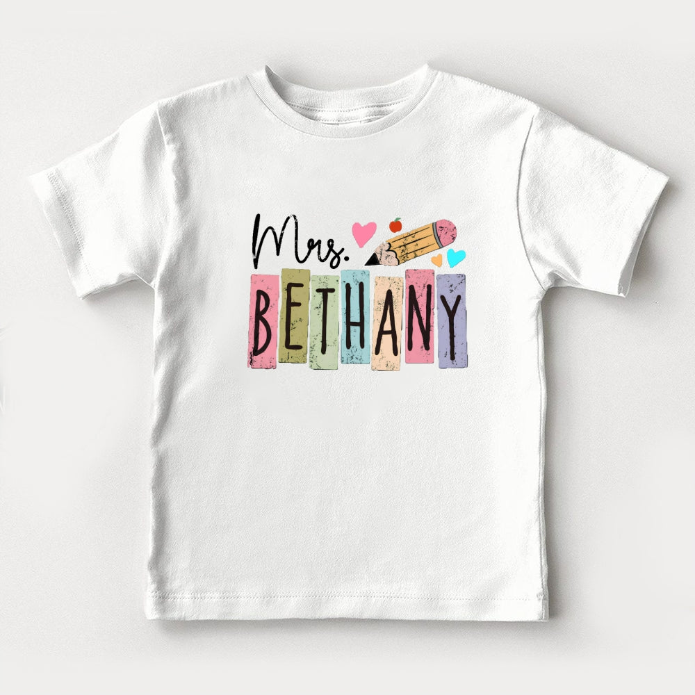 Personalized Name Color Blocking Pencil Toddler T-Shirts