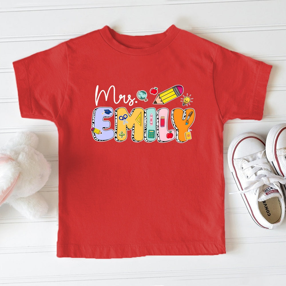 Personalized Name Colorful Name Printed Pencil Toddler T-Shirts
