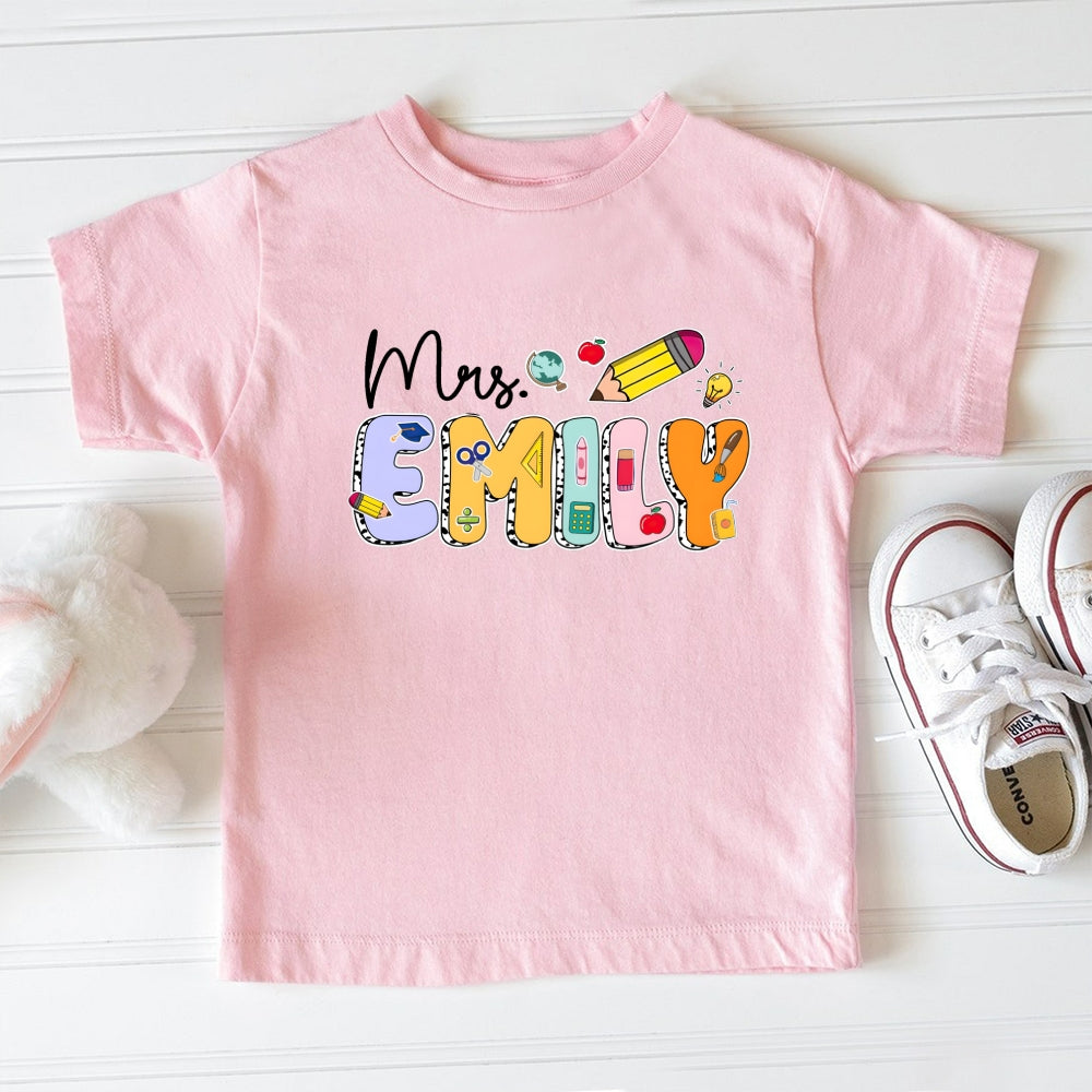Personalized Name Colorful Name Printed Pencil Toddler T-Shirts