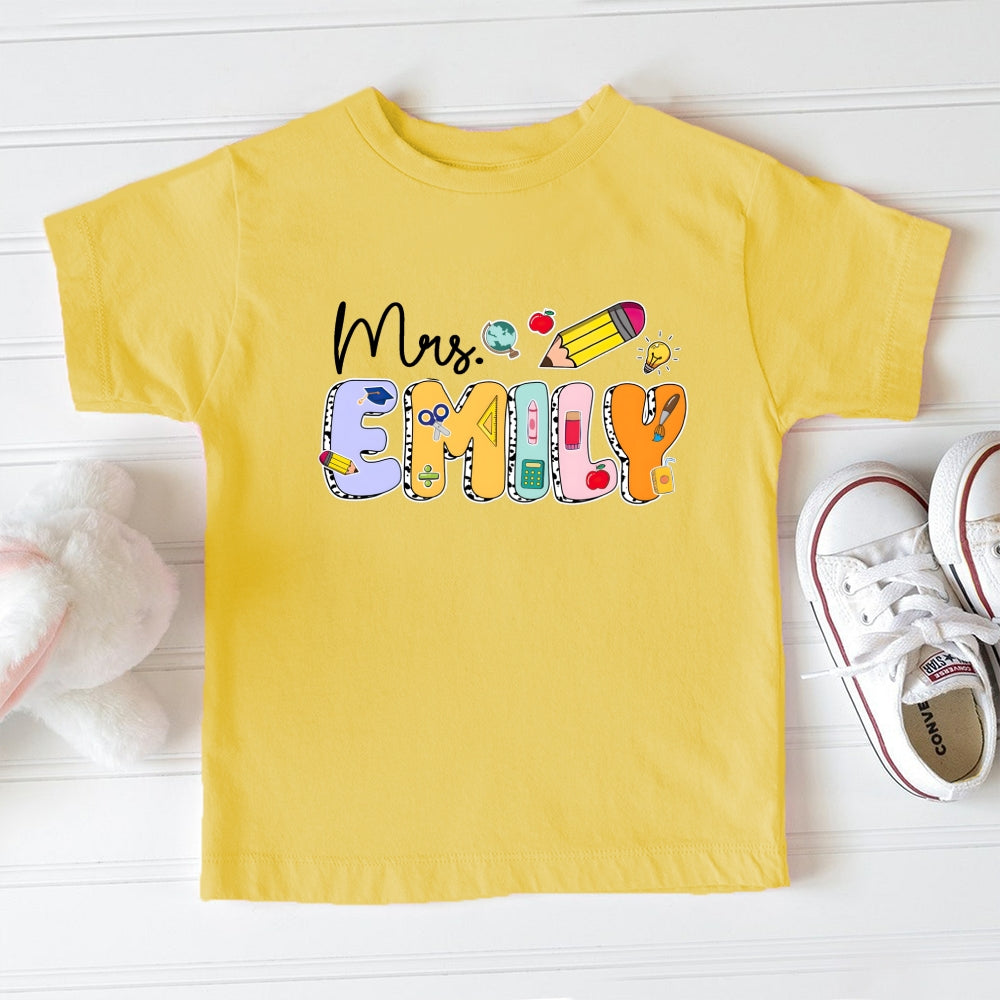 Personalized Name Colorful Name Printed Pencil Toddler T-Shirts