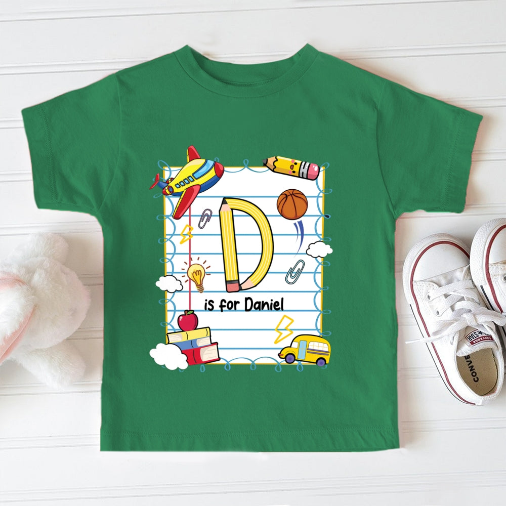 Personalized Name D Is For Daniel Notebook And Cloud Print Toddler&Kids Tees
