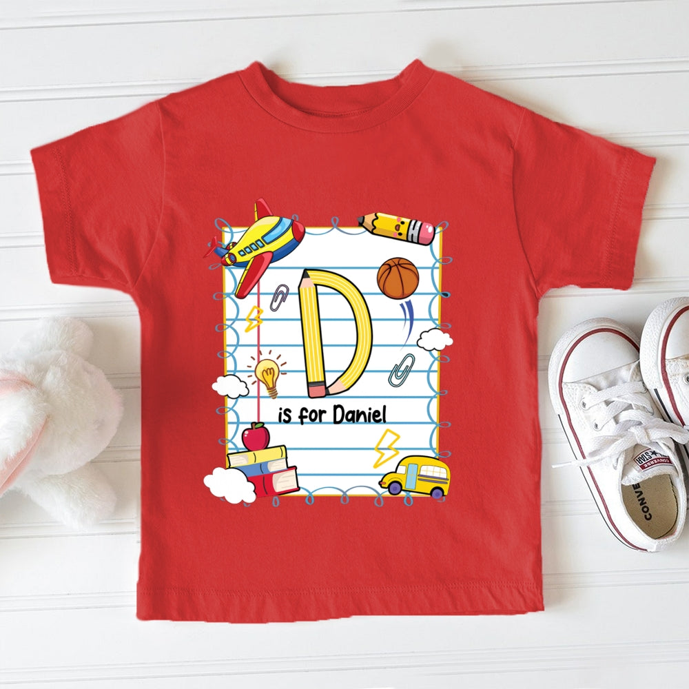 Personalized Name D Is For Daniel Notebook And Cloud Print Toddler&Kids Tees