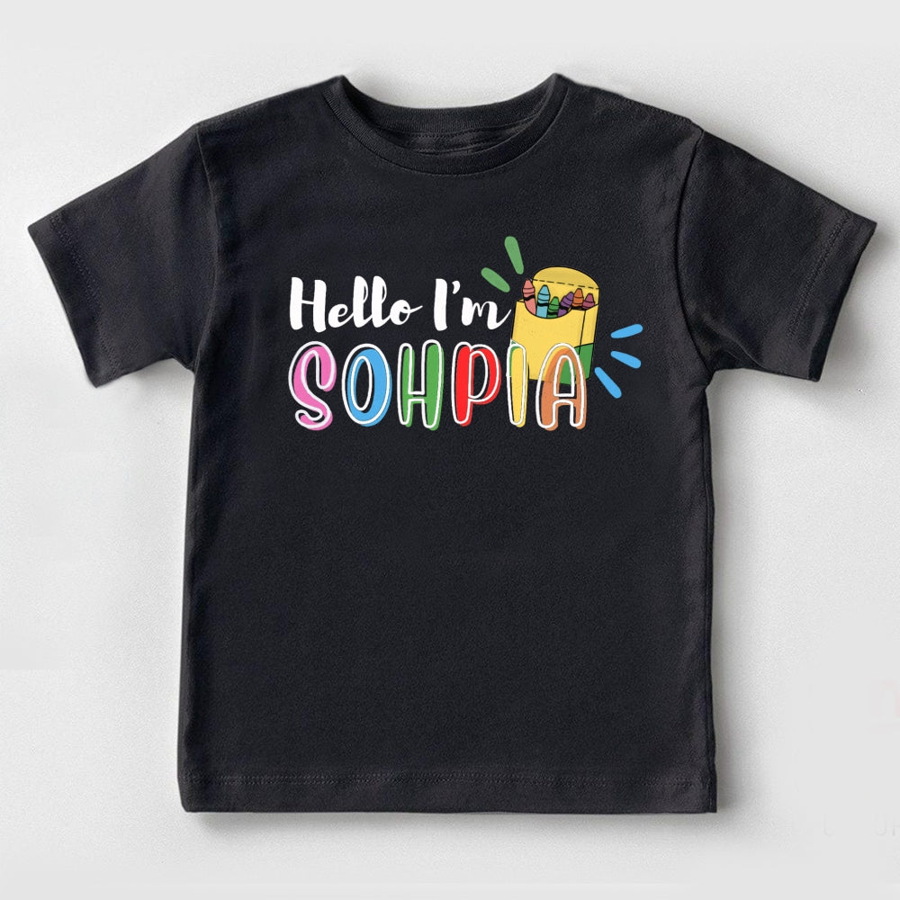 Personalized Name Hello I'M Sohpia Pencil Case And Colorful Letters Toddler&Kids Tees