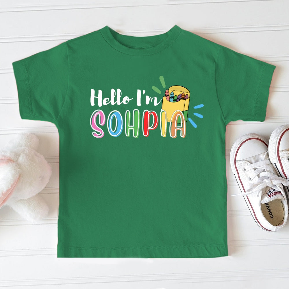 Personalized Name Hello I'M Sohpia Pencil Case And Colorful Letters Toddler&Kids Tees