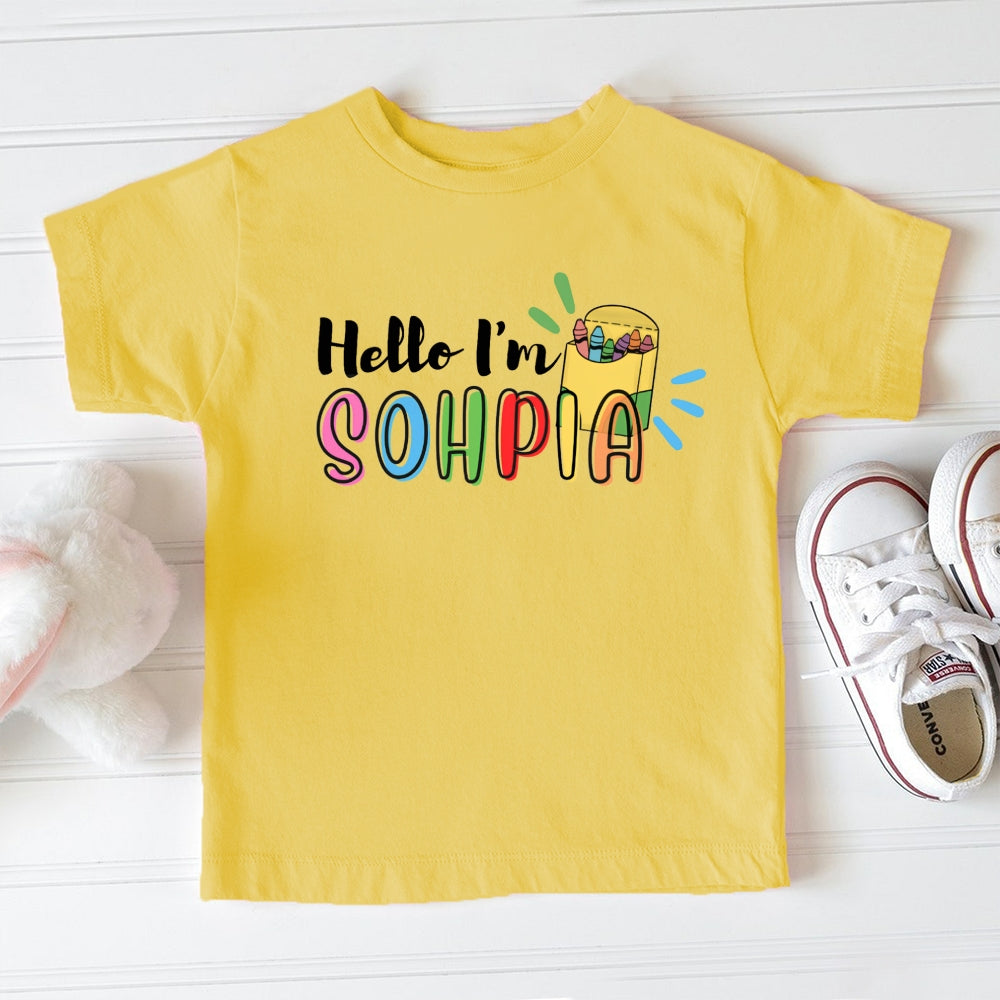 Personalized Name Hello I'M Sohpia Pencil Case And Colorful Letters Toddler&Kids Tees