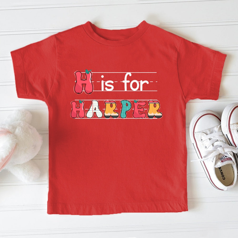 Personalized Name H Is For Harper Colorful Letters Toddler&Kids Tees