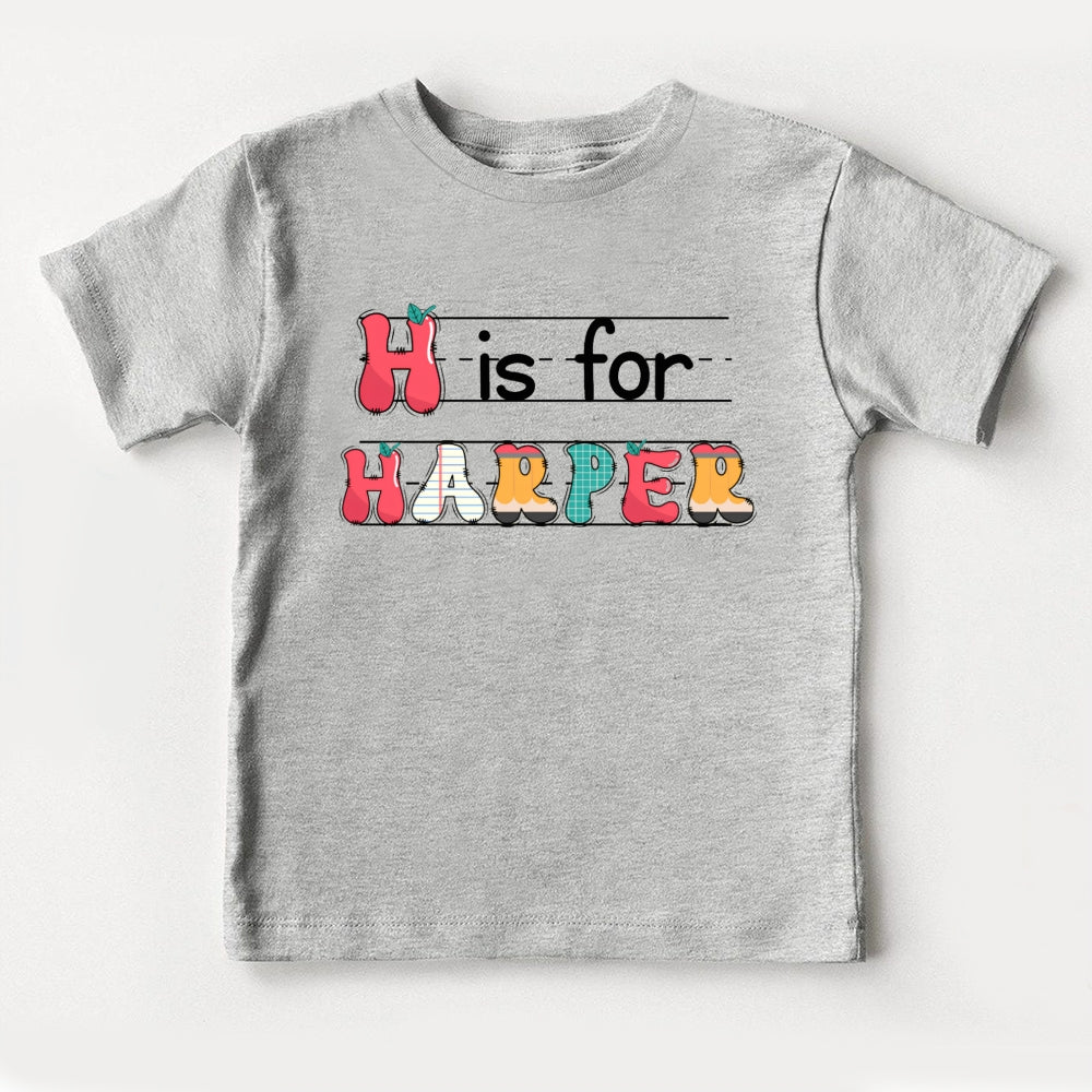 Personalized Name H Is For Harper Colorful Letters Toddler&Kids Tees