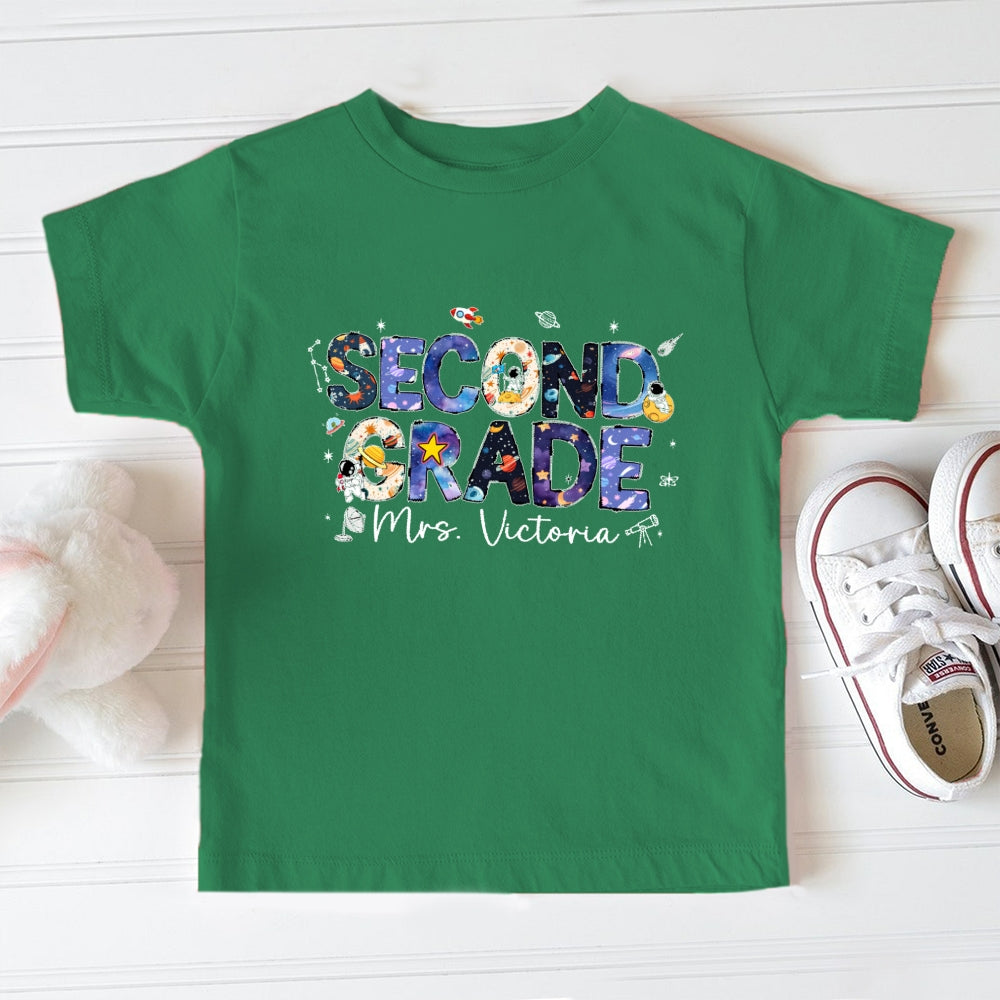 Personalized Name Second Grade Astronauts Toddler&Kids Tees