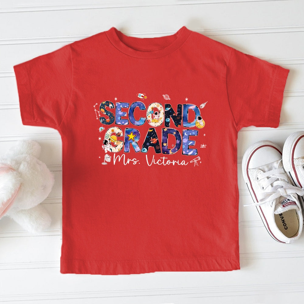 Personalized Name Second Grade Astronauts Toddler&Kids Tees