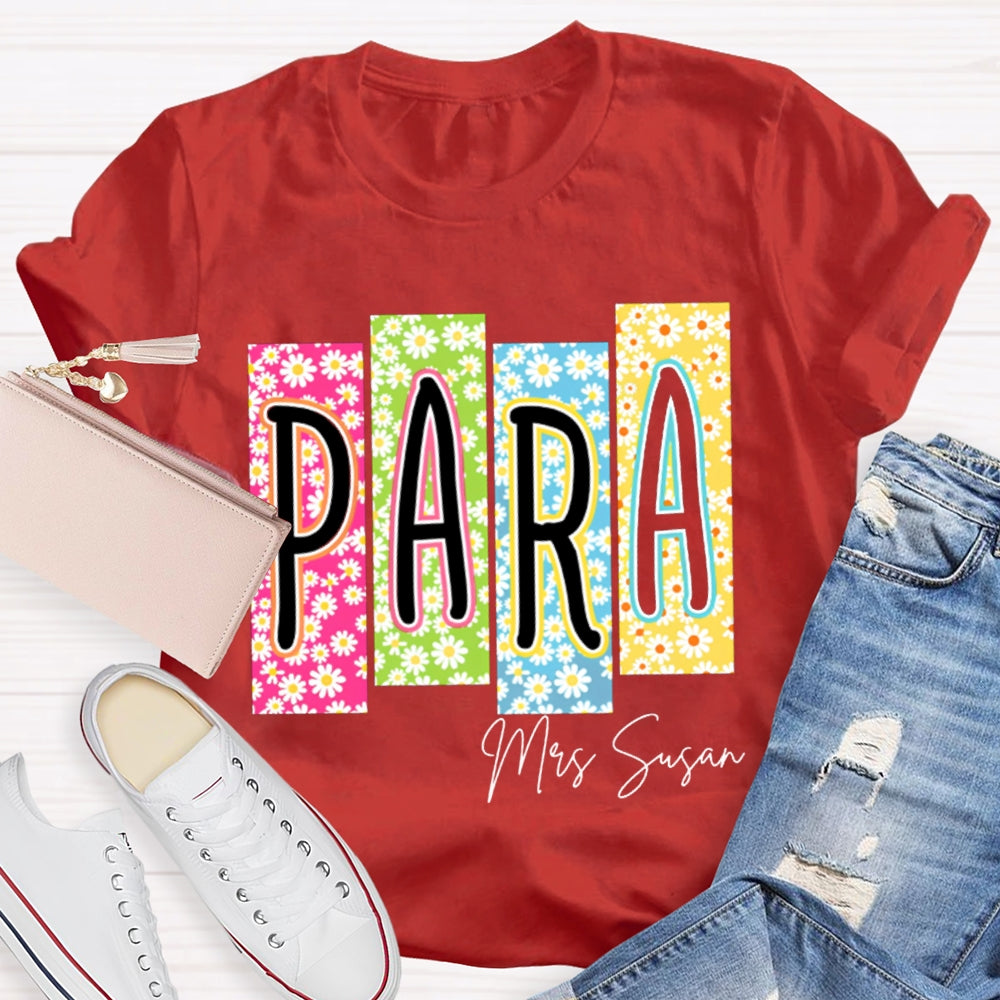 Personalized Name Para Colorful Flower Puzzle T-shirt