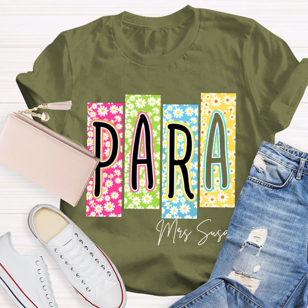 Personalized Name Para Colorful Flower Puzzle T-shirt