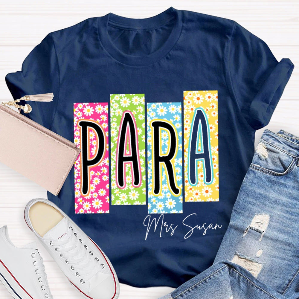 Personalized Name Para Colorful Flower Puzzle T-shirt