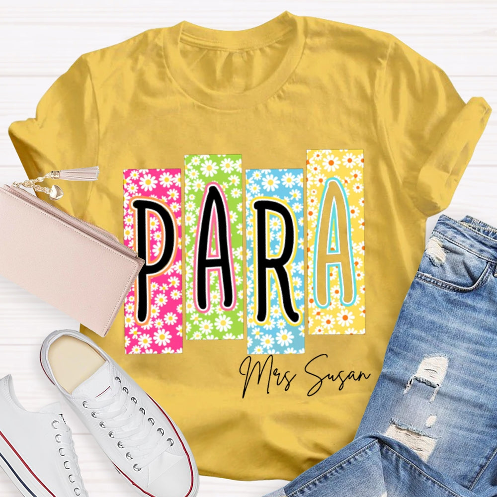 Personalized Name Para Colorful Flower Puzzle T-shirt