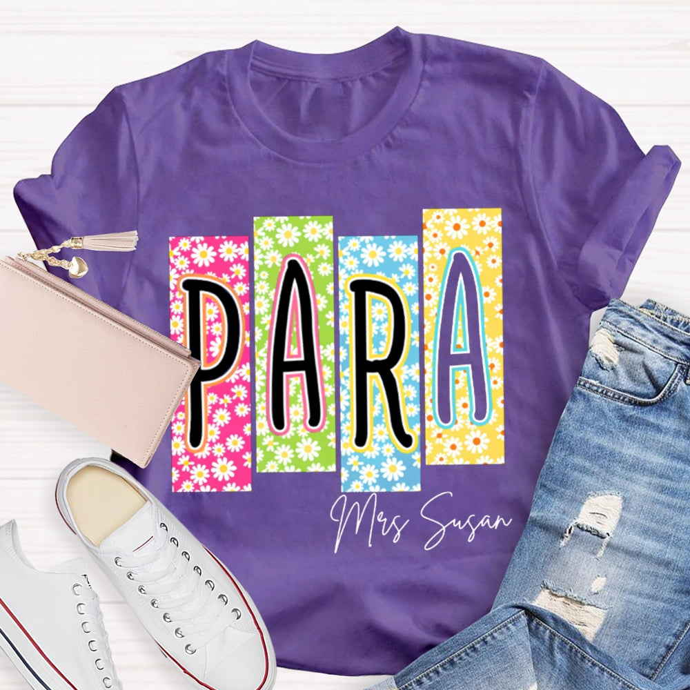 Personalized Name Para Colorful Flower Puzzle T-shirt