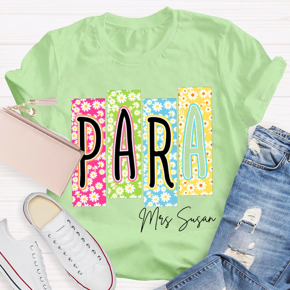 Personalized Name Para Colorful Flower Puzzle T-shirt