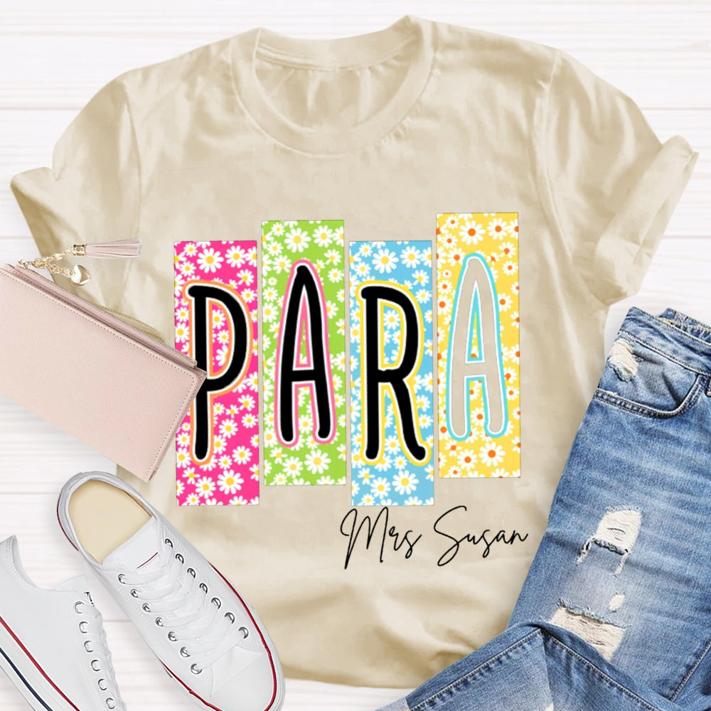 Personalized Name Para Colorful Flower Puzzle T-shirt