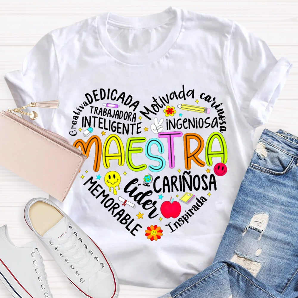 Maestra Dedicada Motivada Ingeniosa Lider Inspirada Memorable T-shirt