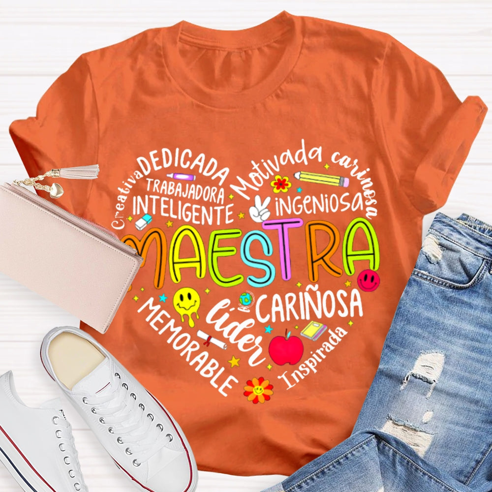 Maestra Dedicada Motivada Ingeniosa Lider Inspirada Memorable T-shirt