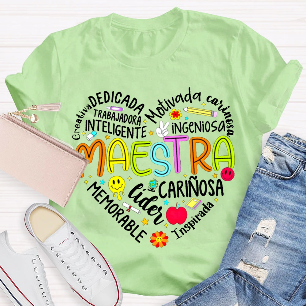 Maestra Dedicada Motivada Ingeniosa Lider Inspirada Memorable T-shirt