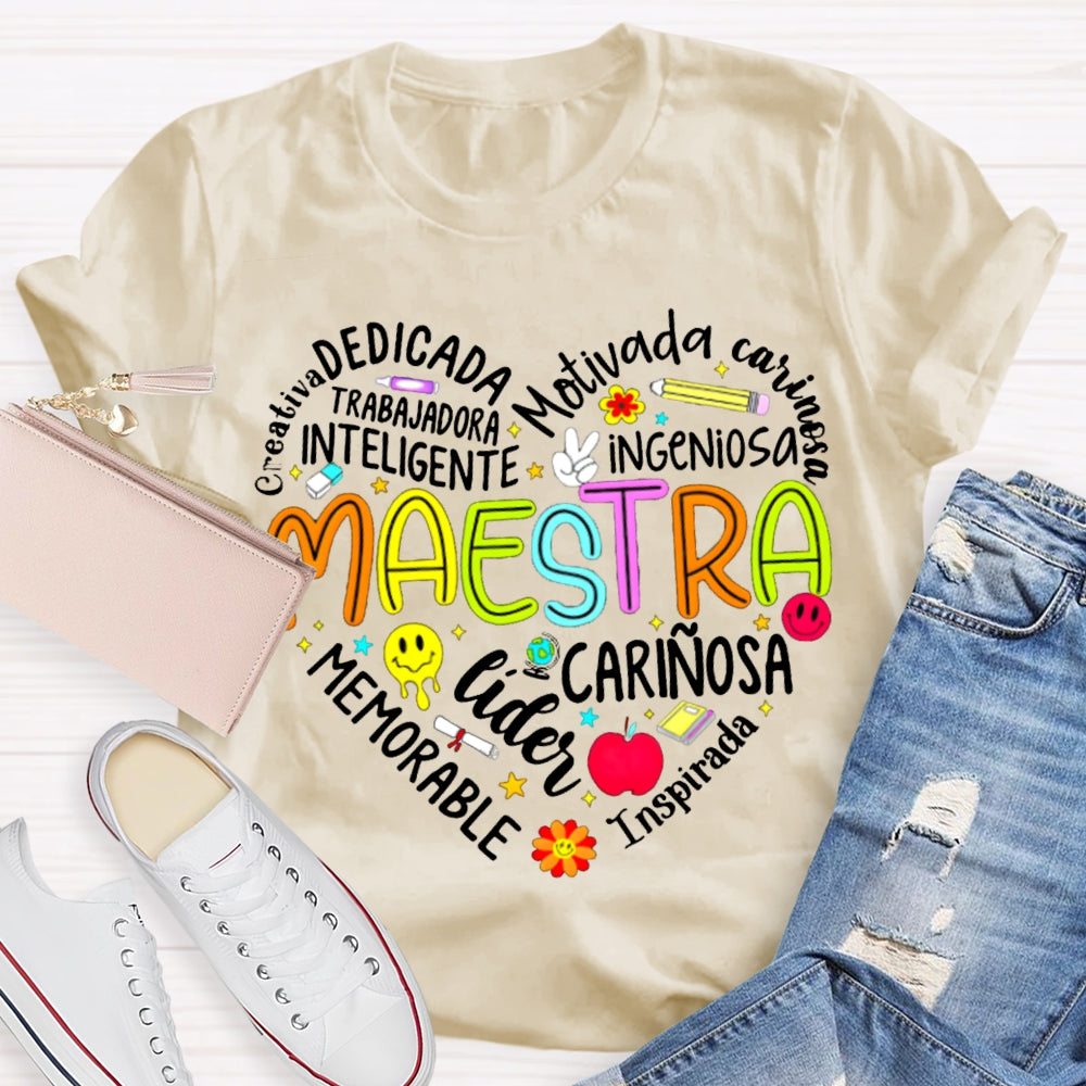 Maestra Dedicada Motivada Ingeniosa Lider Inspirada Memorable T-shirt