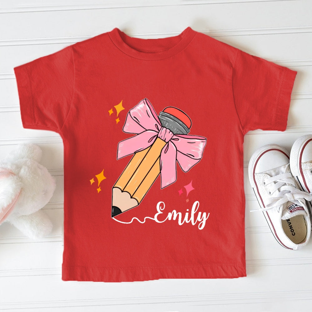 Personalized Name Pencil Bow Funny Toddler T-shirts