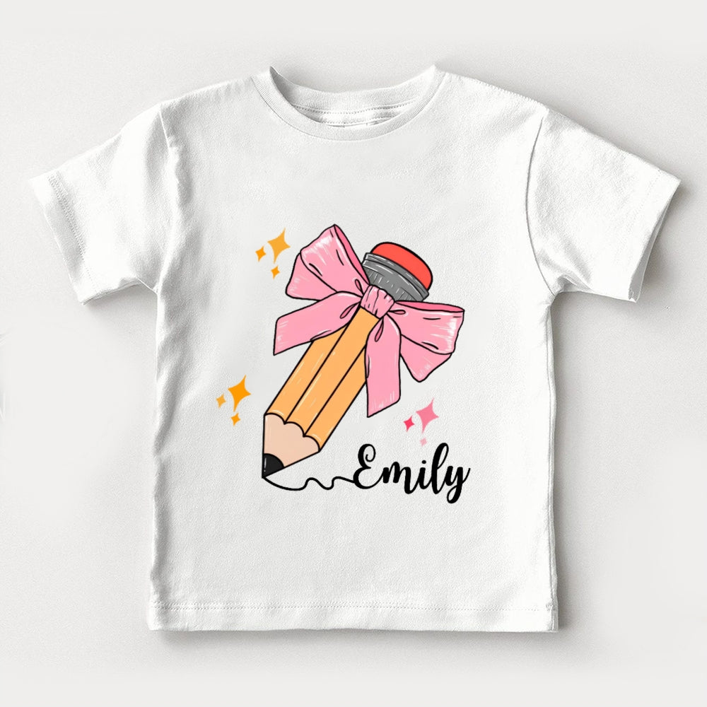 Personalized Name Pencil Bow Funny Toddler T-shirts