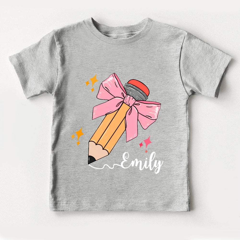 Personalized Name Pencil Bow Funny Toddler T-shirts