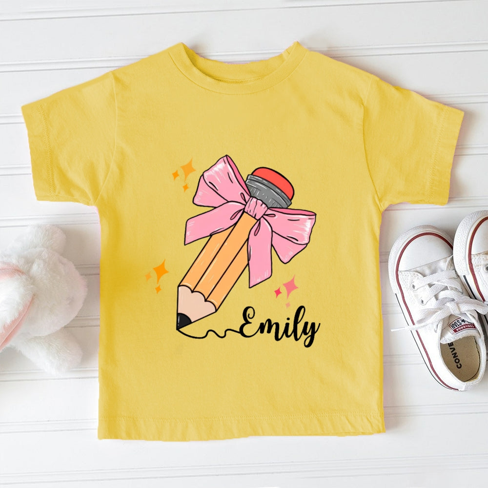 Personalized Name Pencil Bow Funny Toddler T-shirts