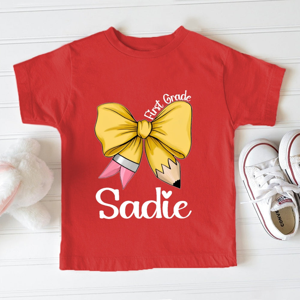 Personalized Name And Grade Kids Girls Hello First Grade First Day I'M Sadie Toddler T-shirts