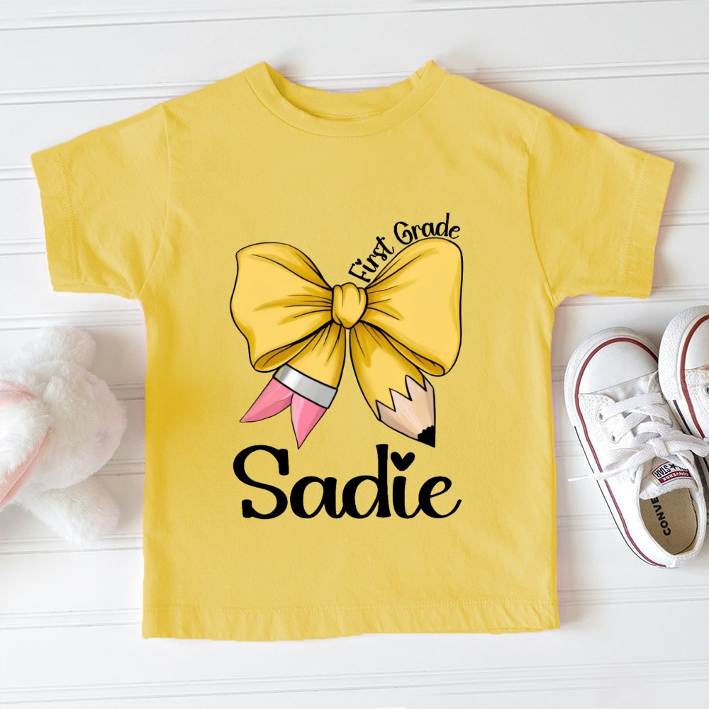 Personalized Name And Grade Kids Girls Hello First Grade First Day I'M Sadie Toddler T-shirts