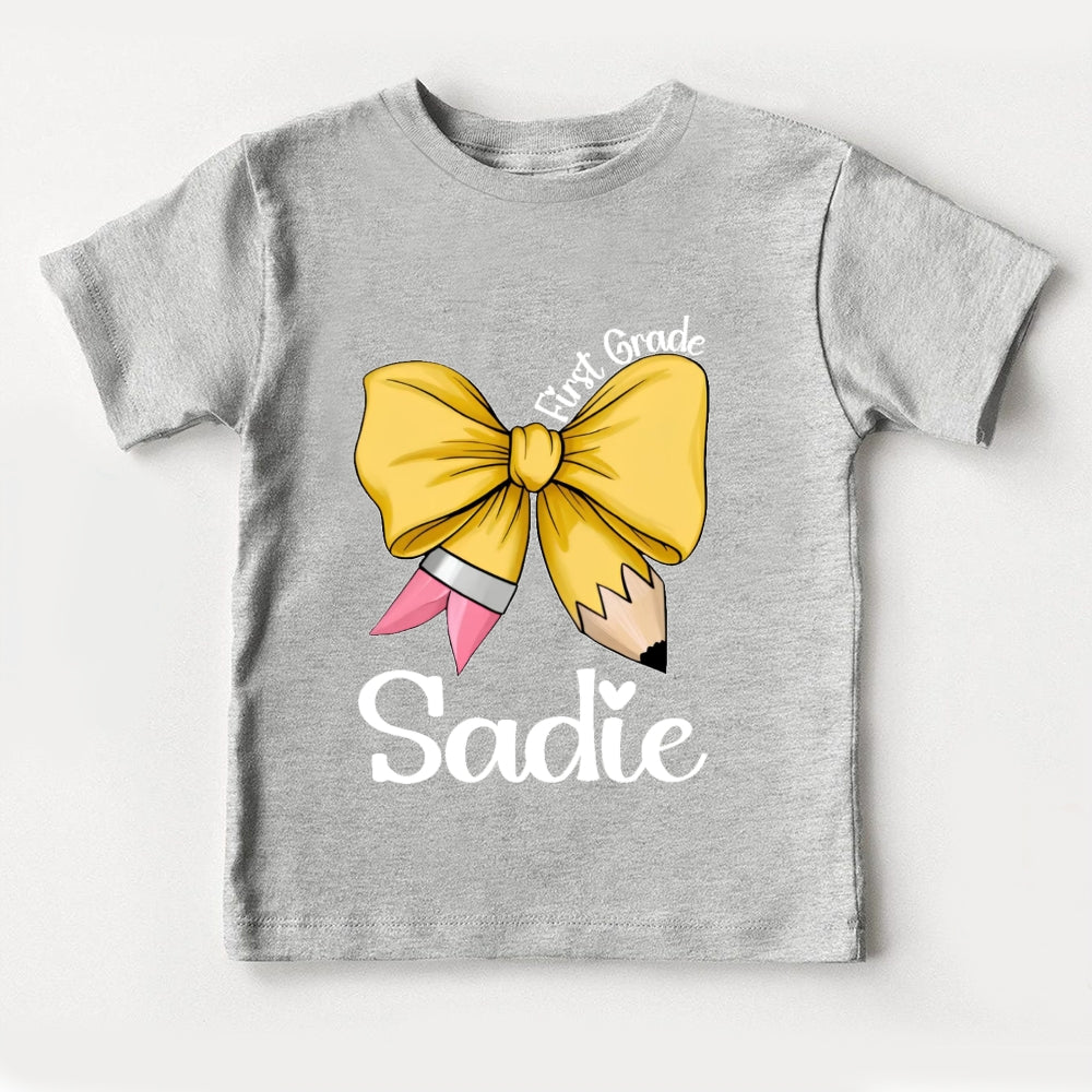 Personalized Name And Grade Kids Girls Hello First Grade First Day I'M Sadie Toddler T-shirts