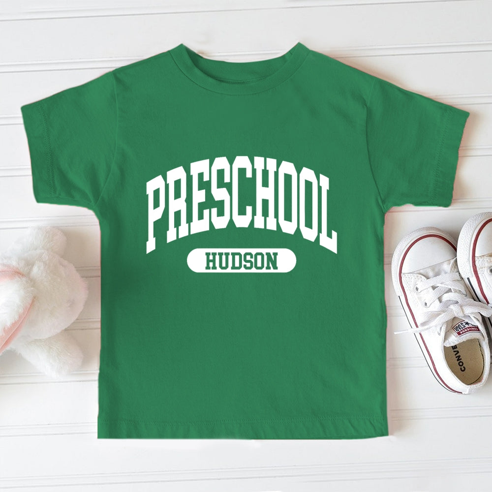 Personalized Name And Grade Preschool Hudson Toddler T-shirts