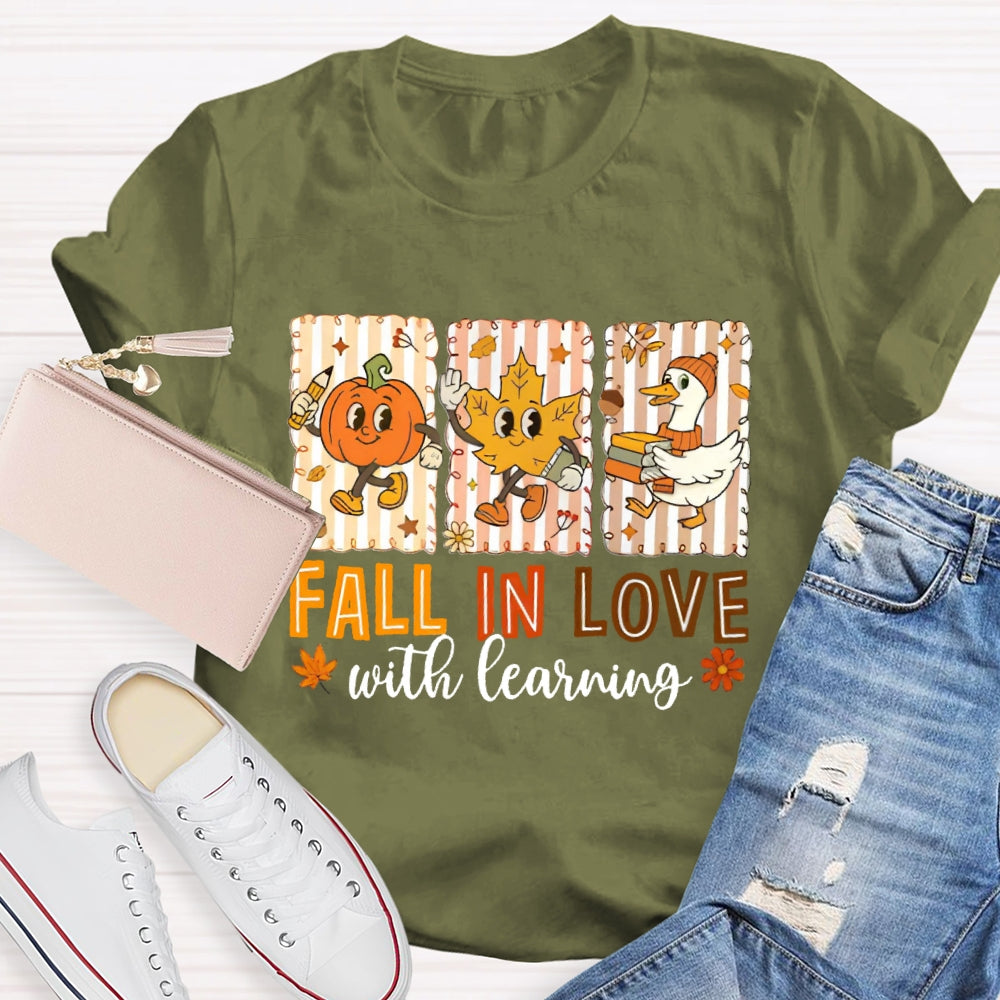 Fall In Love With Learning Funny Pumpkin T-Shirt
