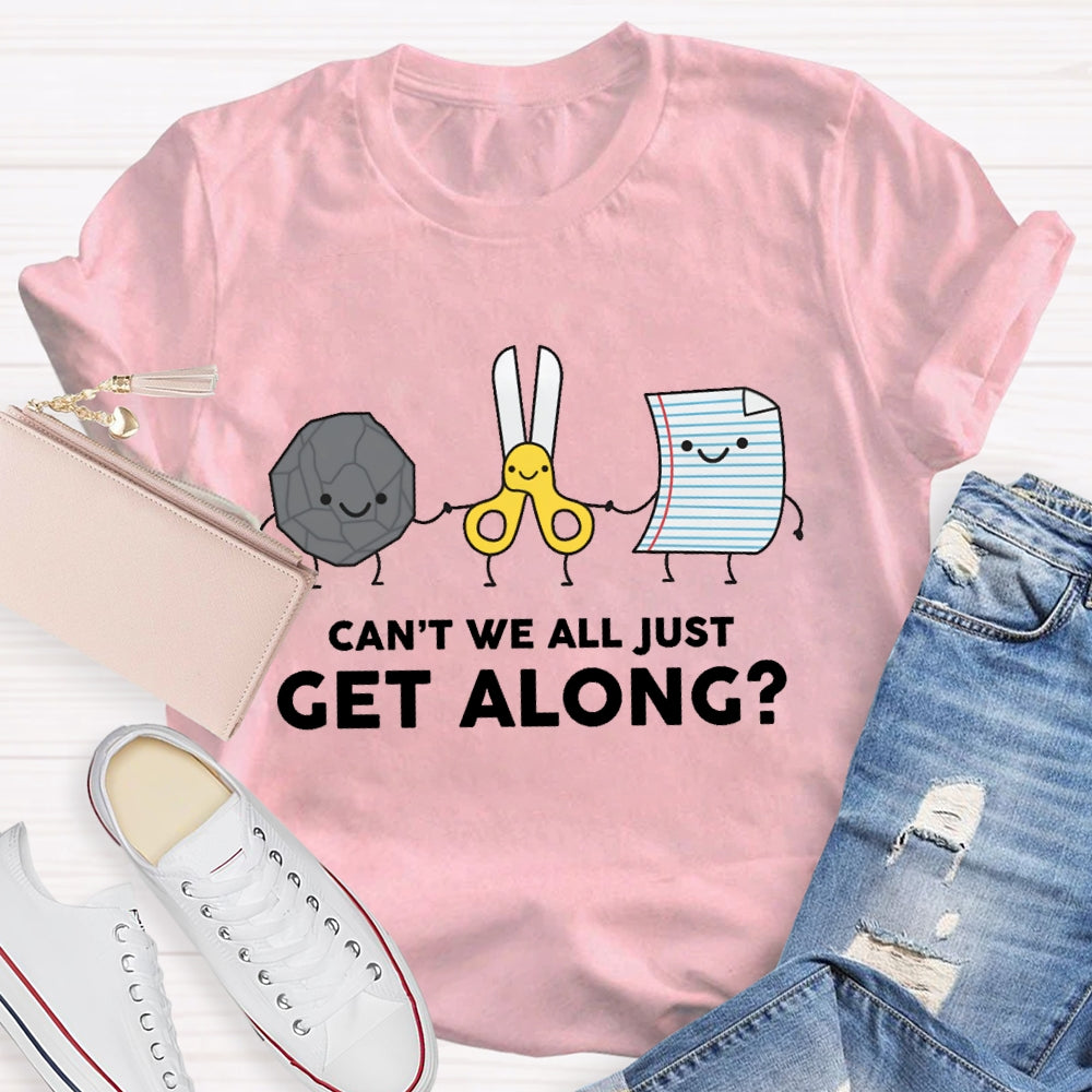 Can't We All Just Get Along Rock Paper Scissors T-Shirt