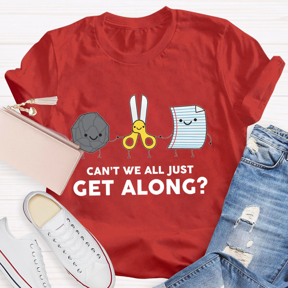 Can't We All Just Get Along Rock Paper Scissors T-Shirt