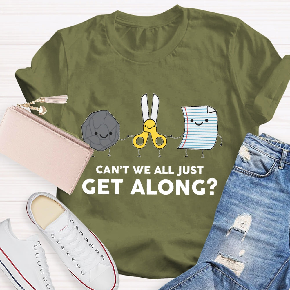 Can't We All Just Get Along Rock Paper Scissors T-Shirt