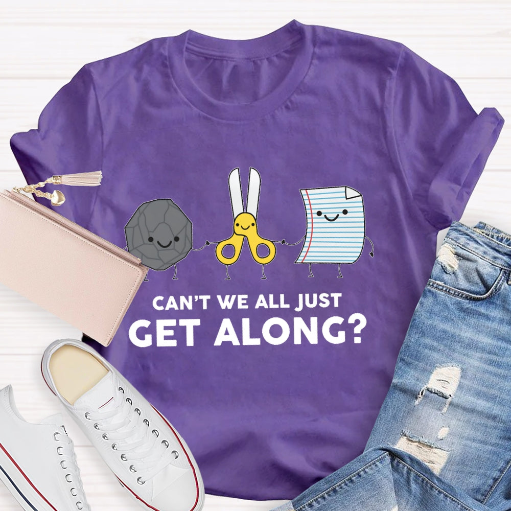 Can't We All Just Get Along Rock Paper Scissors T-Shirt
