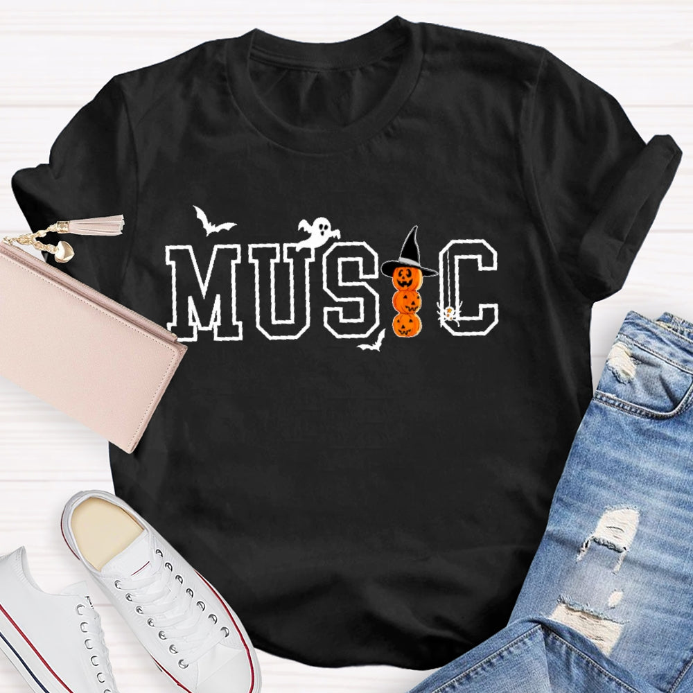 Music Halloween Pumpkin Funny T-shirt