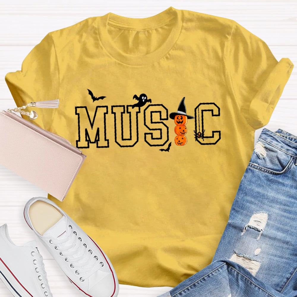 Music Halloween Pumpkin Funny T-shirt