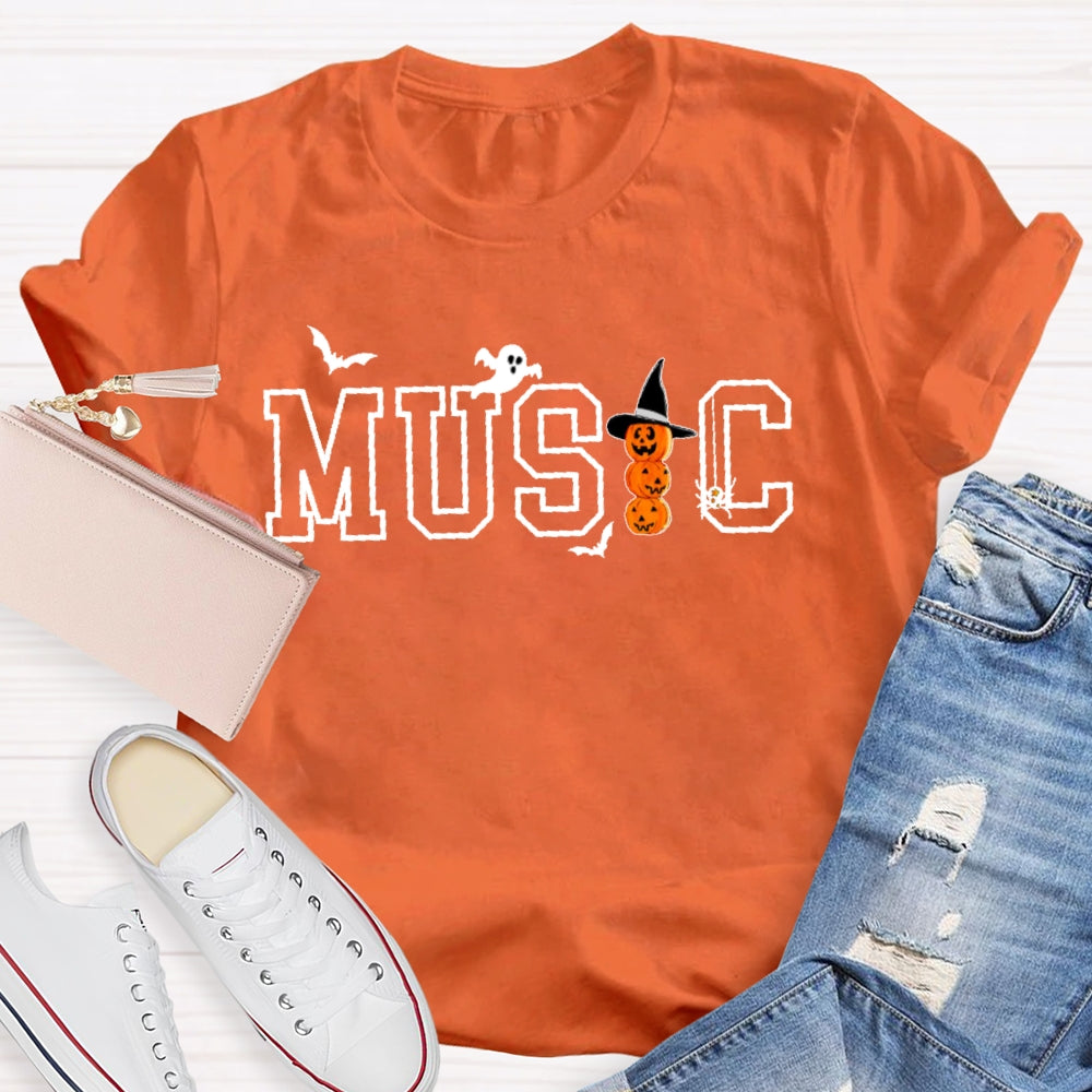 Music Halloween Pumpkin Funny T-shirt