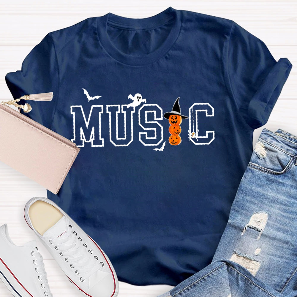 Music Halloween Pumpkin Funny T-shirt
