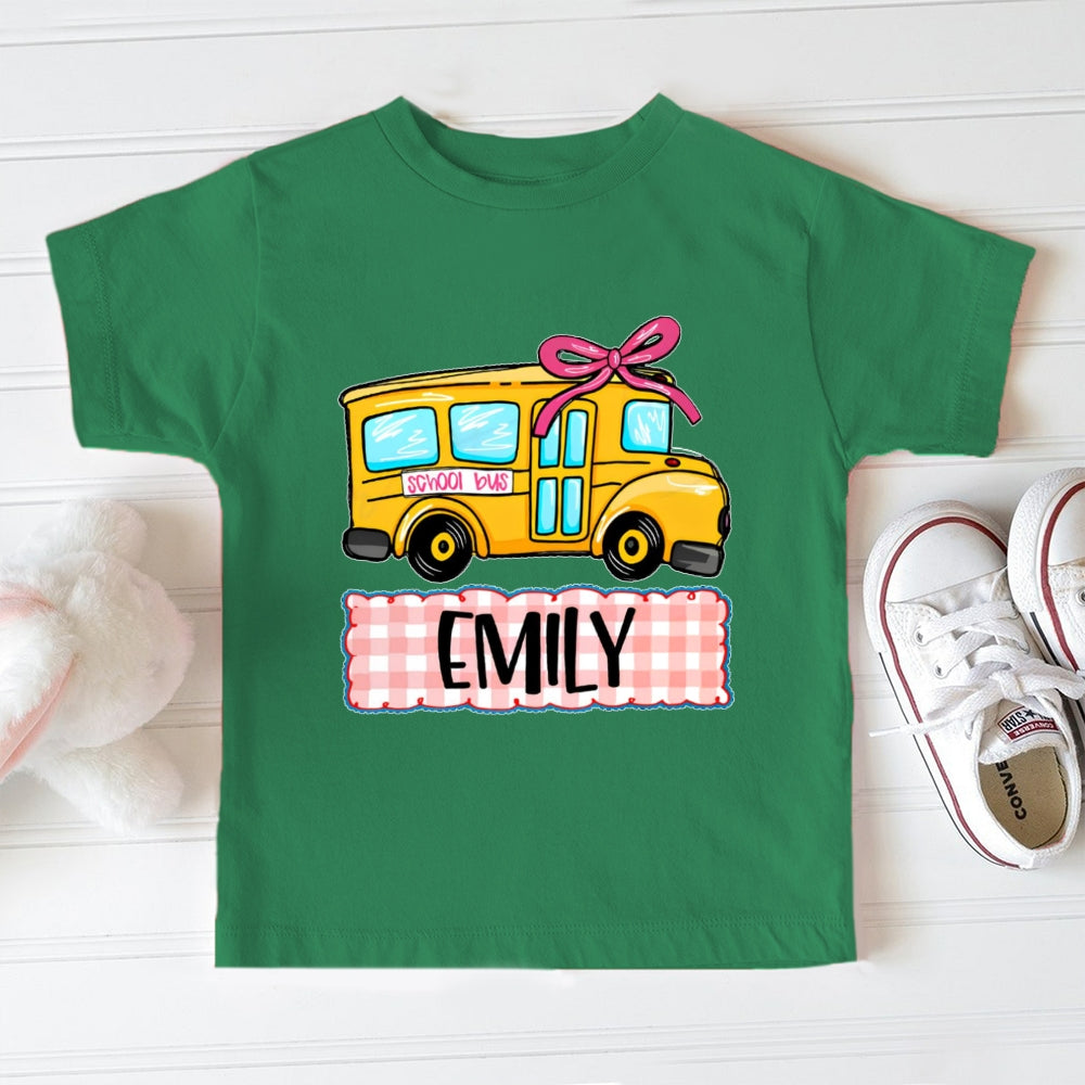 Personalized Name Emily School Bus Toddler T-shirts