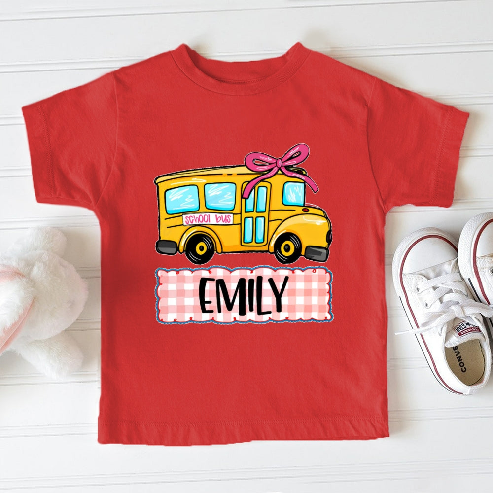 Personalized Name Emily School Bus Toddler T-shirts