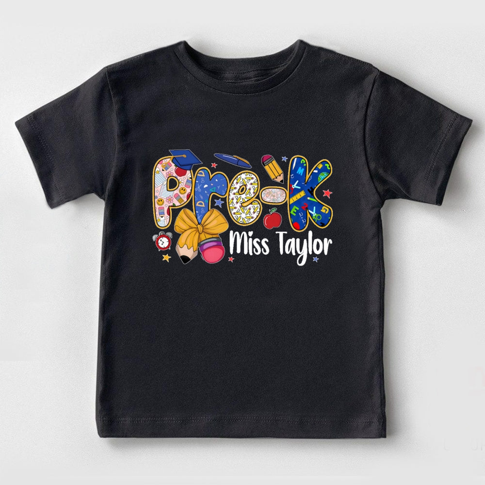 Personalized Name And Grade  Pre-K Funny Toddler T-shirts