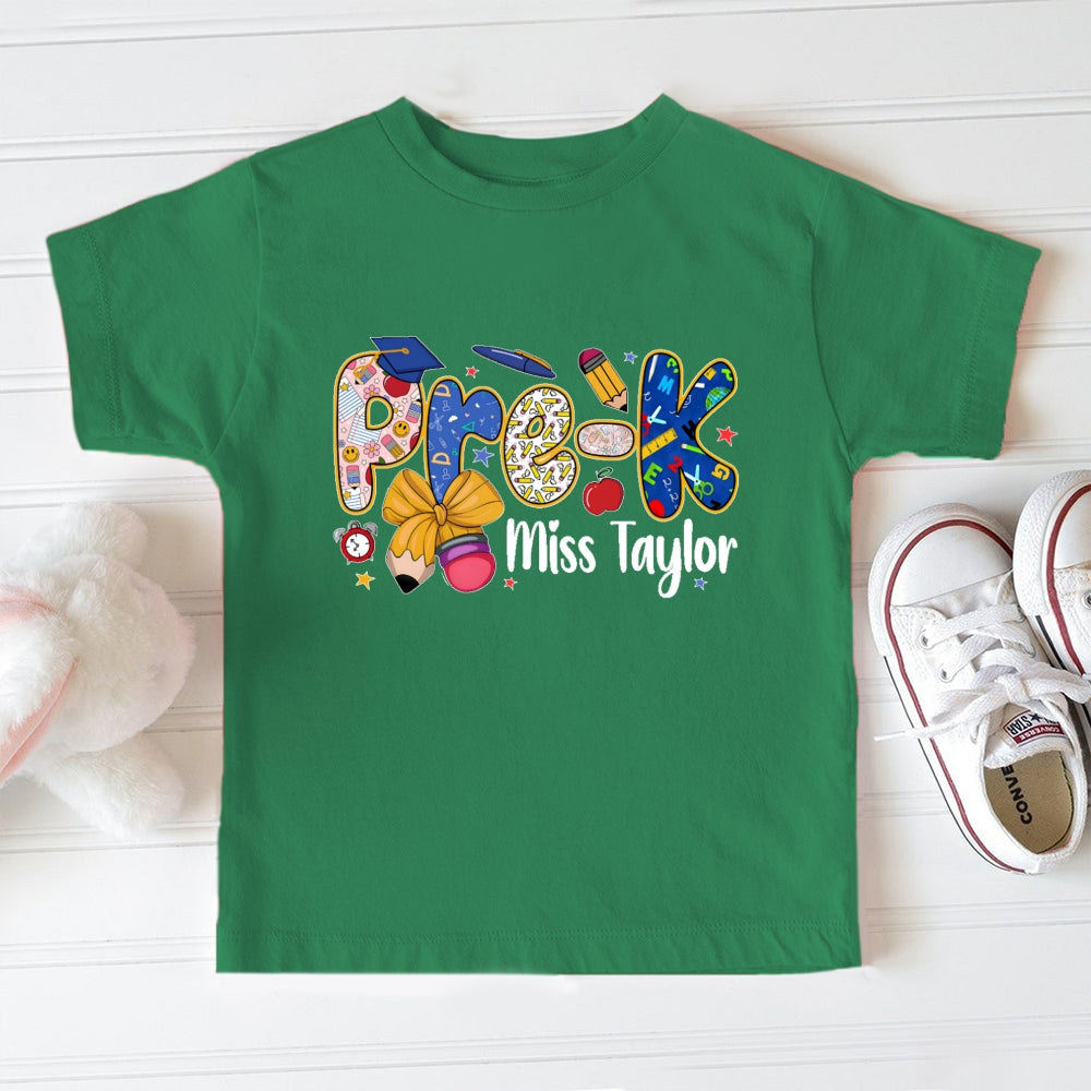 Personalized Name And Grade  Pre-K Funny Toddler T-shirts