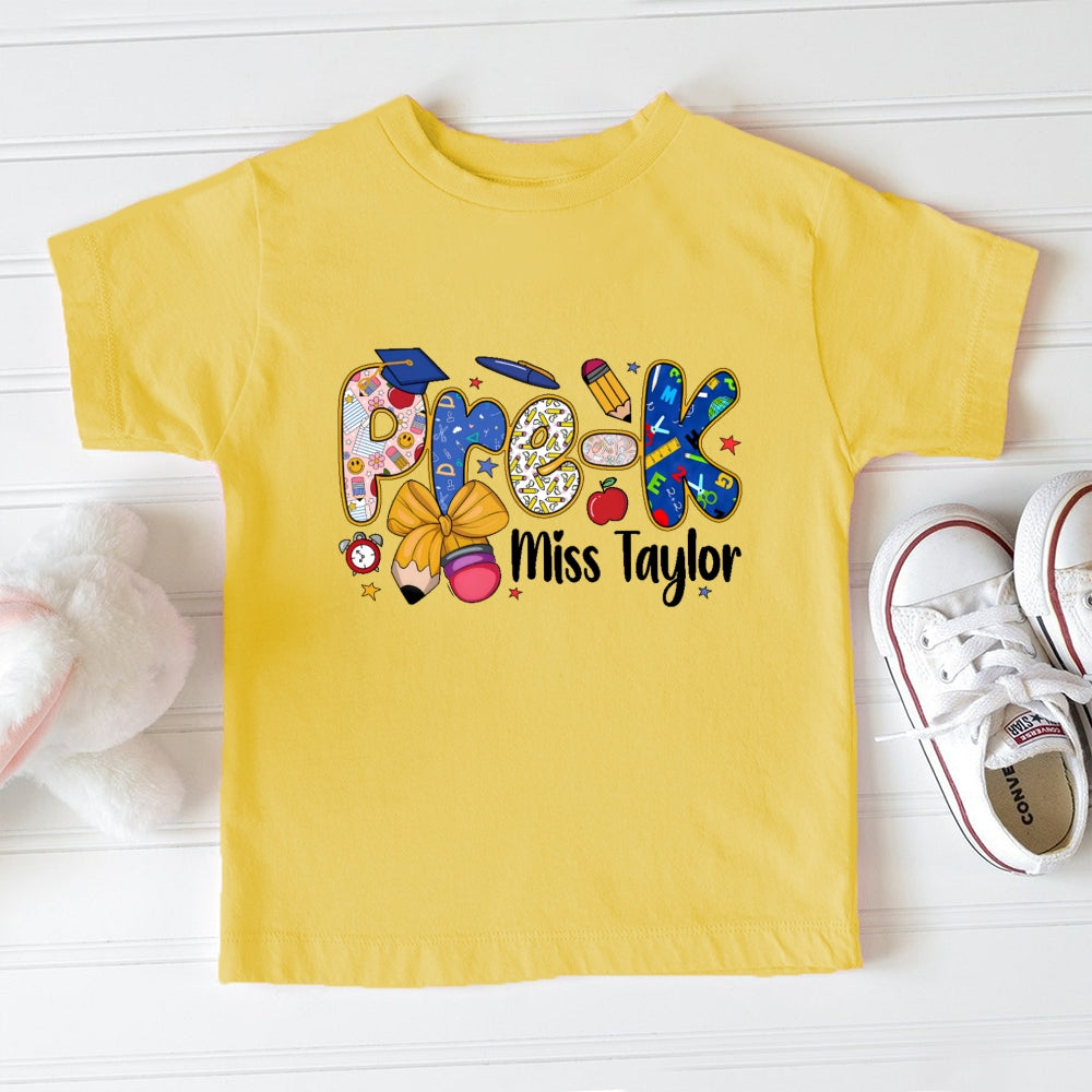 Personalized Name And Grade  Pre-K Funny Toddler T-shirts
